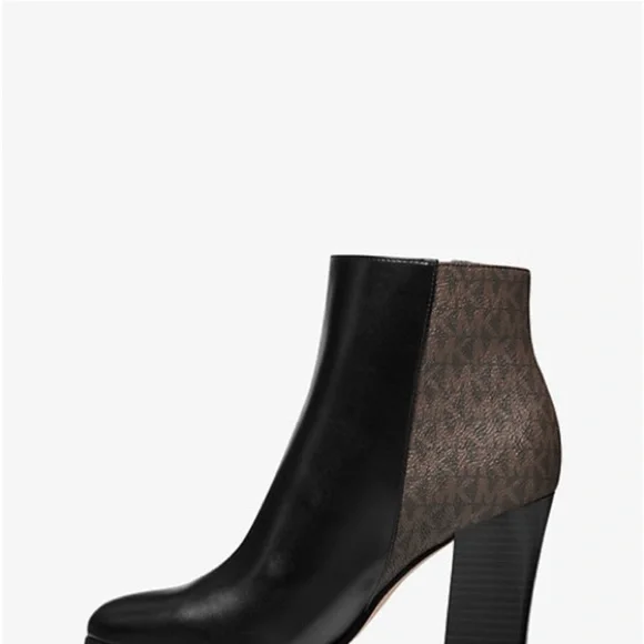 Michael Kors Black and Brown Boots with Gold Zipper - Picture 3 of 7